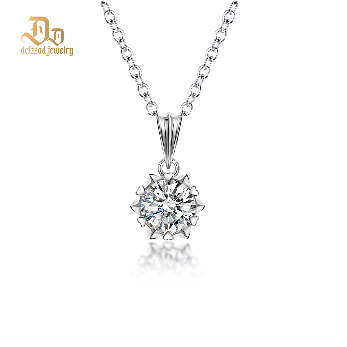 Delzzad S925 Synthetic Moissanite Diverse Sparkling Charm Necklace Pendant Valentine's Day Lover Gifts for Women
