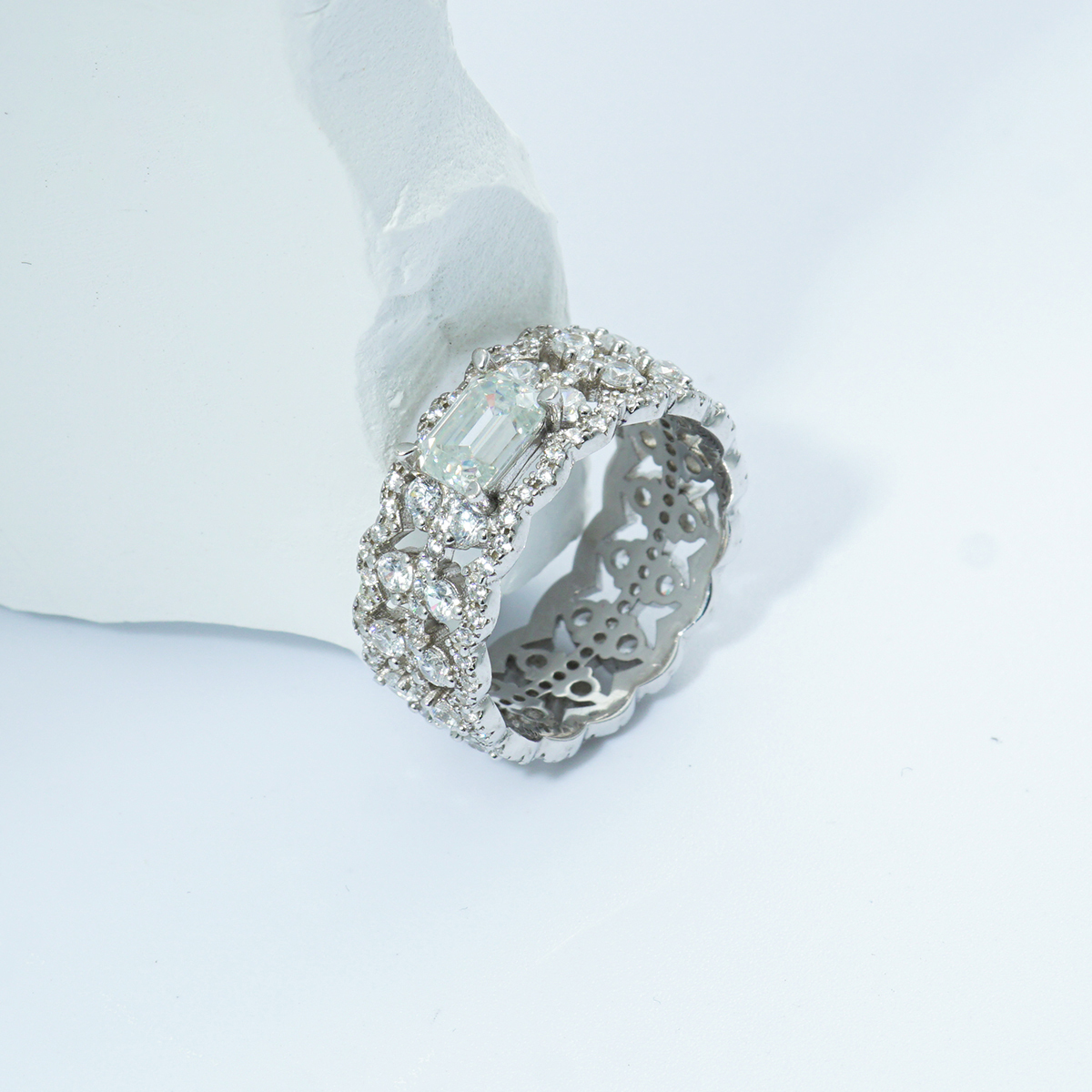 1ct Octagon Synthetic Moissanite Luxury Ring In 925 Sterling Silver