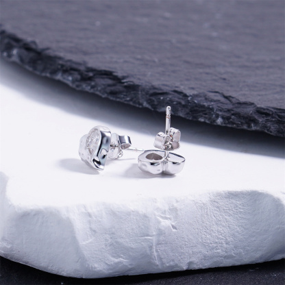 Delzzad Molten Love Stud Earrings Heart Earrings VVS Synthetic Moissanite Earrings Jewelry Copper Studs