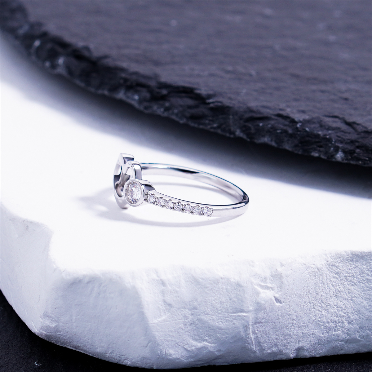 Delzzad 0.3ct Petite Amour Ring EverLove Band Heart Promise Ring VVS Synthetic Moissanite Ring Jewelry Copper Band