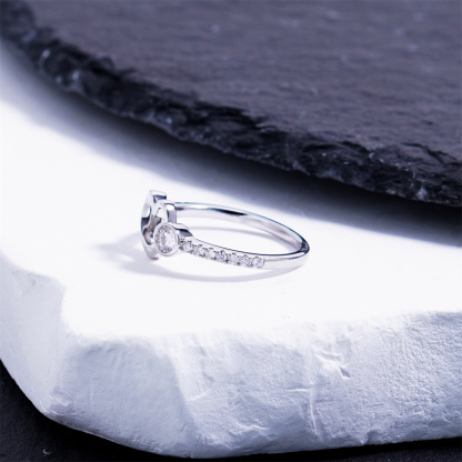 Delzzad 0.3ct Petite Amour Ring EverLove Band Heart Promise Ring VVS Synthetic Moissanite Ring Jewelry Copper Band