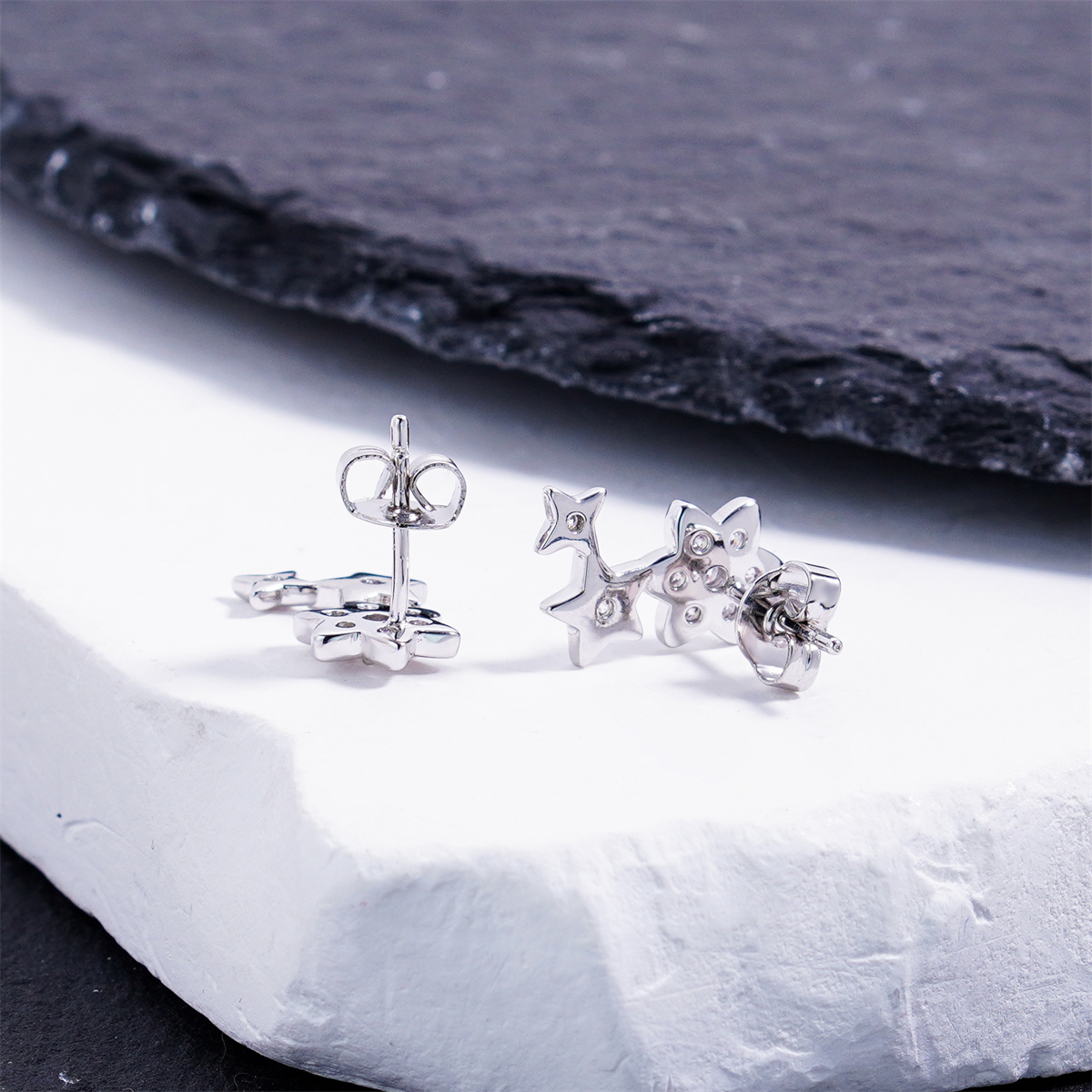 Delzzad The Wish Bringer Earrings Star Ear Climber Celestial Crawler Helix Earring Shooting Star Earrings VVS Synthetic Moissanite Earrings Jewelry Copper Studs