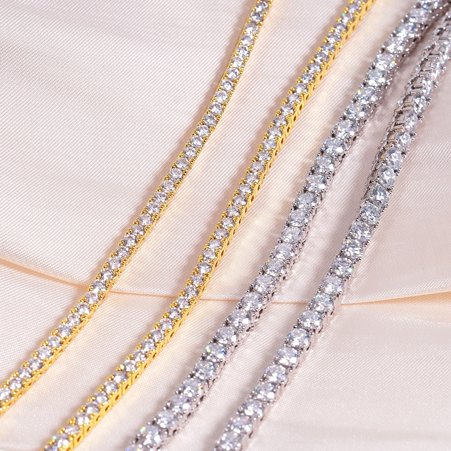 6-8inch and 2-6.5mm stoneS925 VVS Synthetic Moissanite Hip Hop