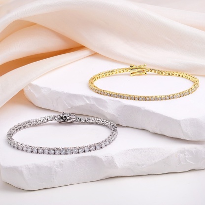 6-8inch and 2-6.5mm Gemstones S925 VVS Synthetic Moissanite Hip Hop Tennis Bracelet
