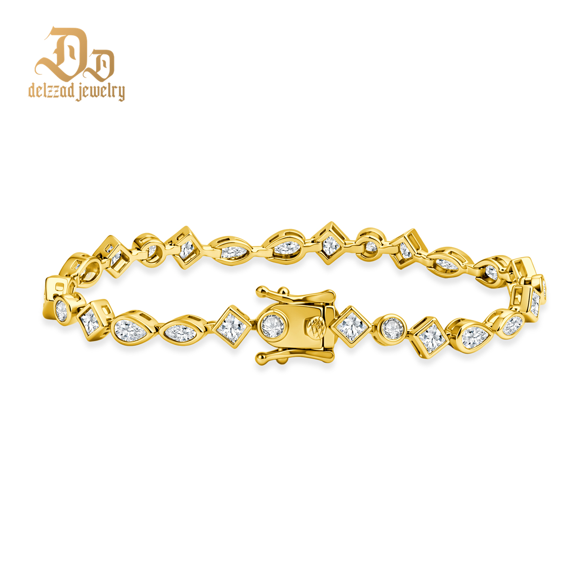 Kaleidoscope Dreams Bracelet Bezel Tennis Bracelet Synthetic Moissanite Bracelet Jewelry Copper Chain