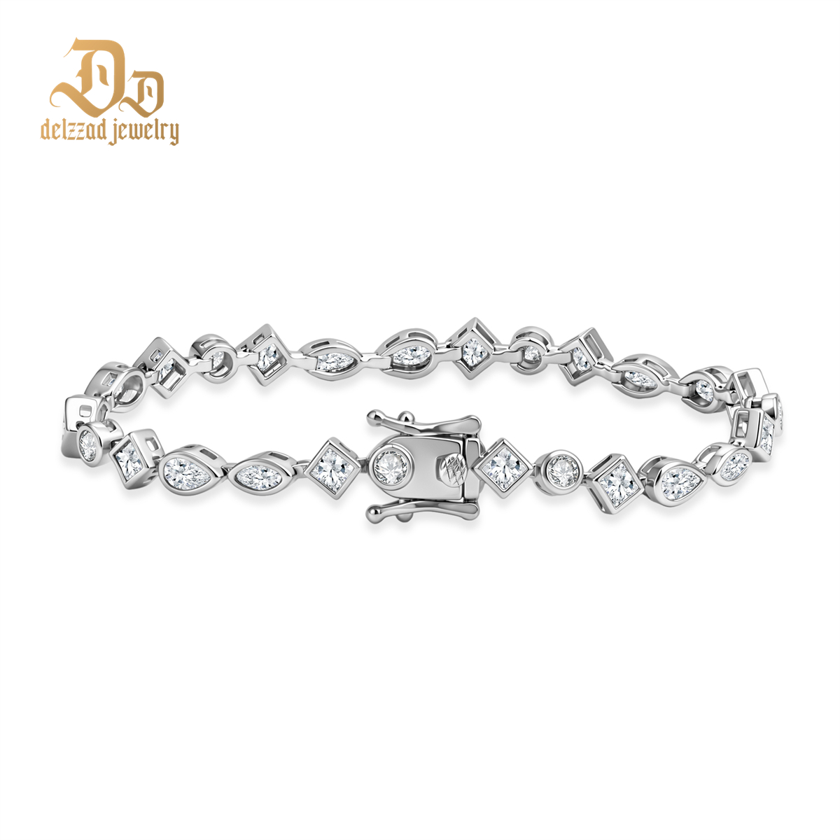 Kaleidoscope Dreams Bracelet Bezel Tennis Bracelet Synthetic Moissanite Bracelet Jewelry Copper Chain