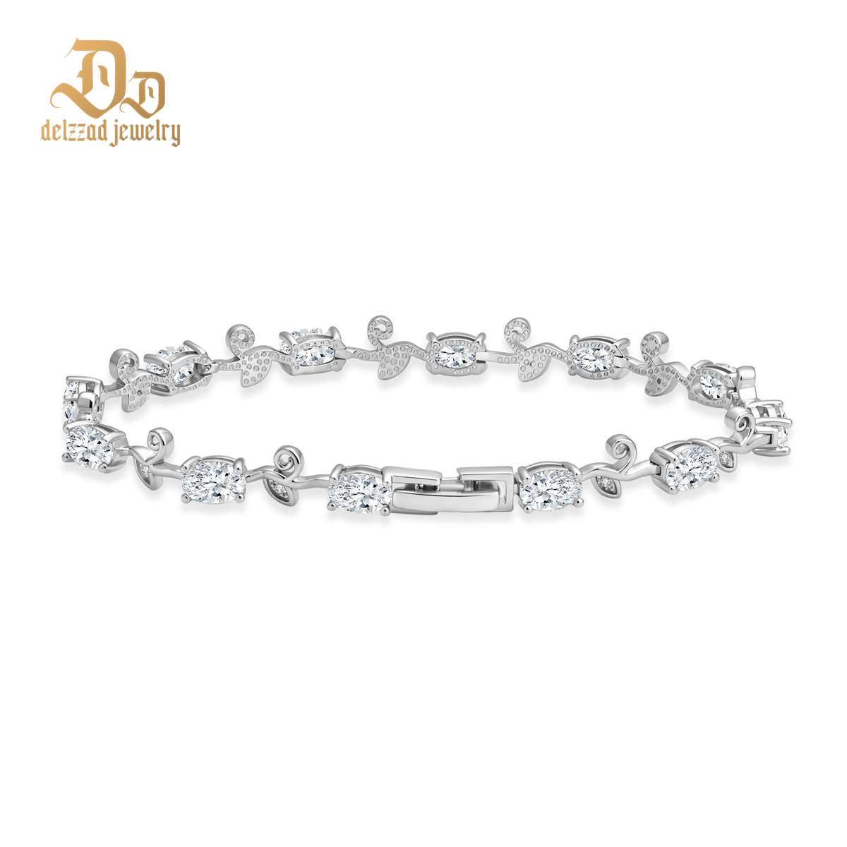 Laurel of Love Bracelet Floral Tennis Bracelet Synthetic Moissanite Bracelet Jewelry Copper Chain