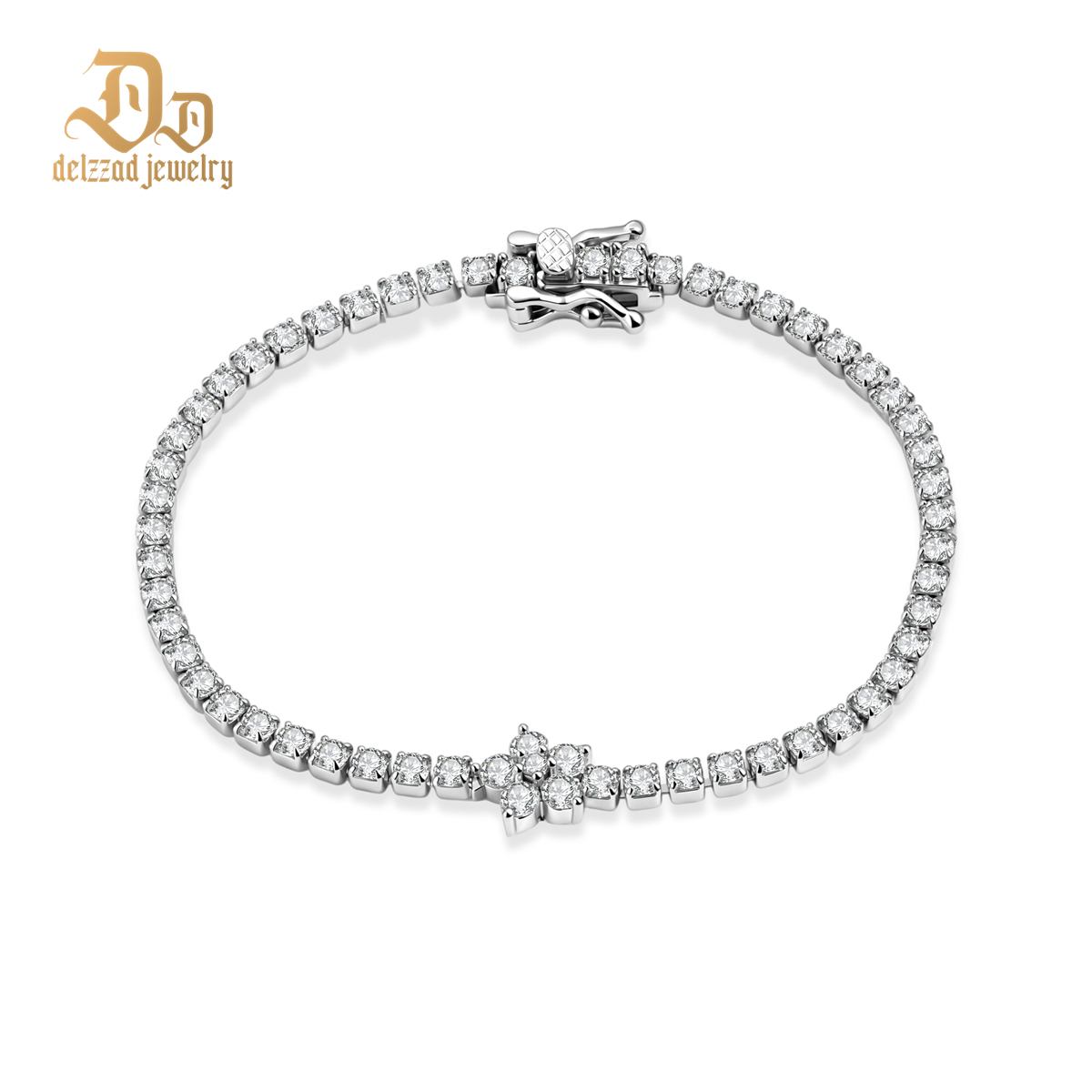 0.6ct Petal On the Stream Bracelet Flower Tennis Bracelet Synthetic Moissanite Bracelet Jewelry Copper Chain
