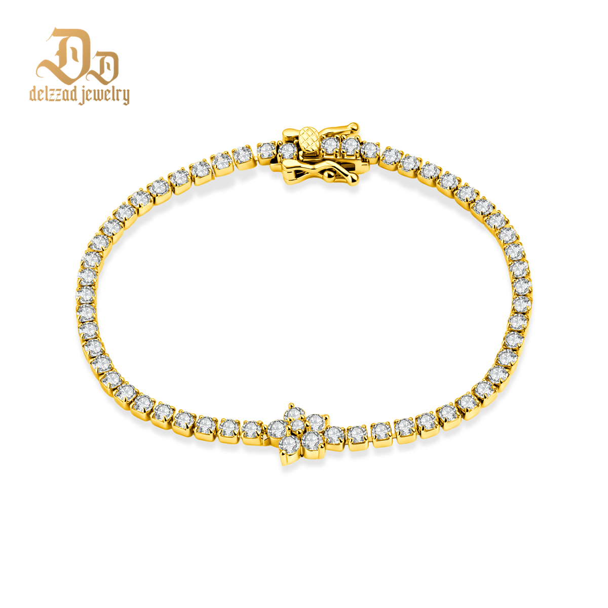 0.6ct Petal On the Stream Bracelet Flower Tennis Bracelet Synthetic Moissanite Bracelet Jewelry Copper Chain
