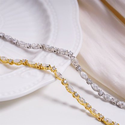 Marquise Moonlight Bracelet Tennis Bracelet Synthetic Moissanite Bracelet Jewelry Copper Chain