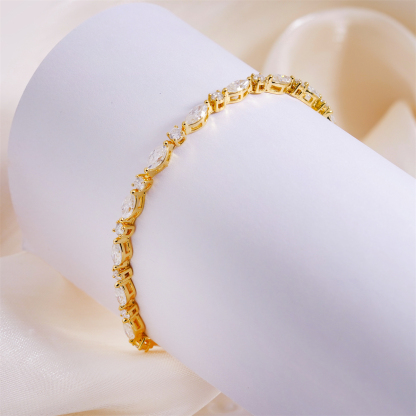 Marquise Moonlight Bracelet Tennis Bracelet Synthetic Moissanite Bracelet Jewelry Copper Chain