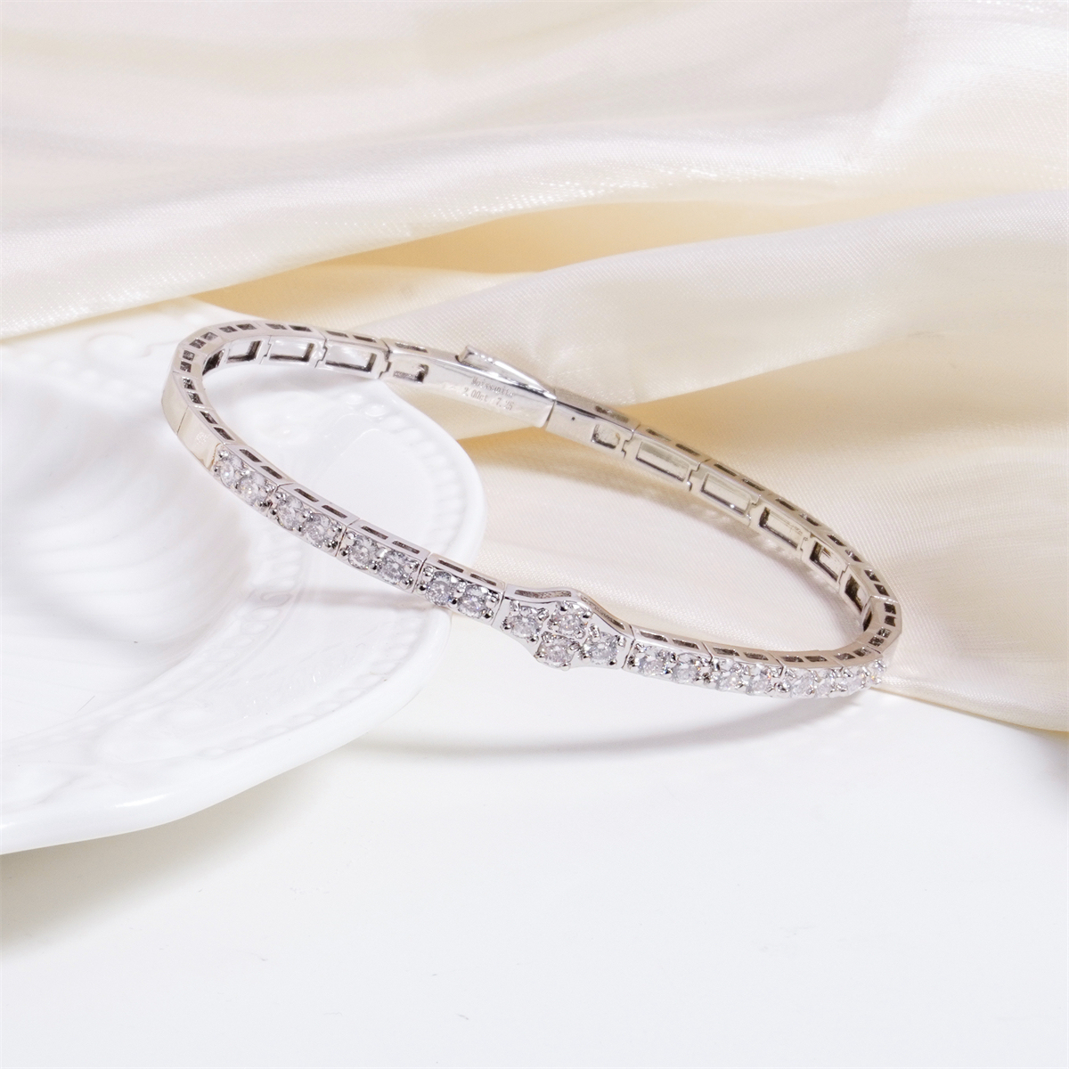 2.8ct The Crest of Love Bangle Verdant Wave Bracelet VVS Synthetic Moissanite Bracelet Bangle Copper