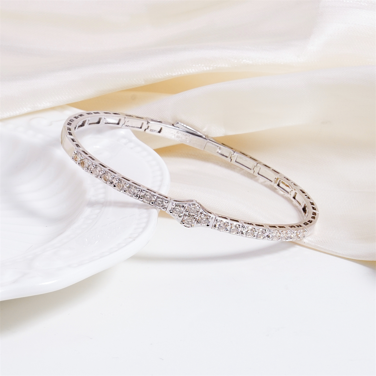 2.8ct The Crest of Love Bangle Verdant Wave Bracelet VVS Synthetic Moissanite Bracelet Bangle Copper