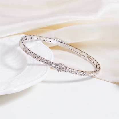 2.8ct The Crest of Love Bangle Verdant Wave Bracelet VVS Synthetic Moissanite Bracelet Bangle Copper