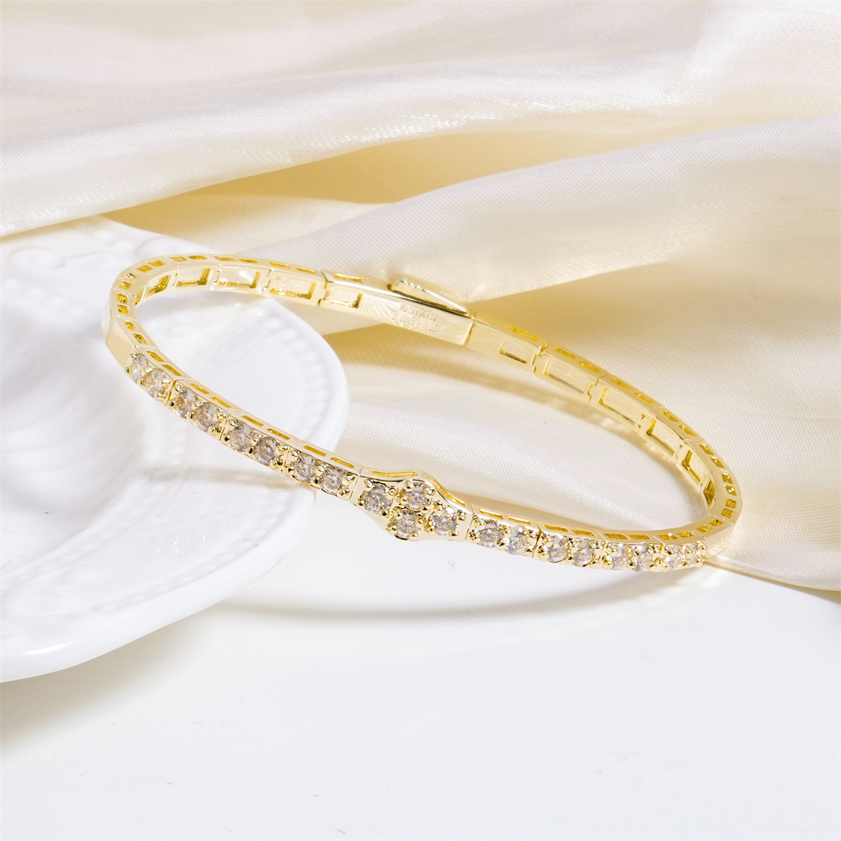 2.8ct The Crest of Love Bangle Verdant Wave Bracelet VVS Synthetic Moissanite Bracelet Bangle Copper