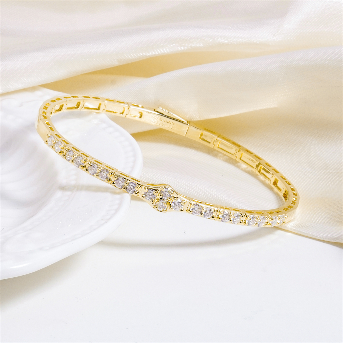 2.8ct The Crest of Love Bangle Verdant Wave Bracelet VVS Synthetic Moissanite Bracelet Bangle Copper