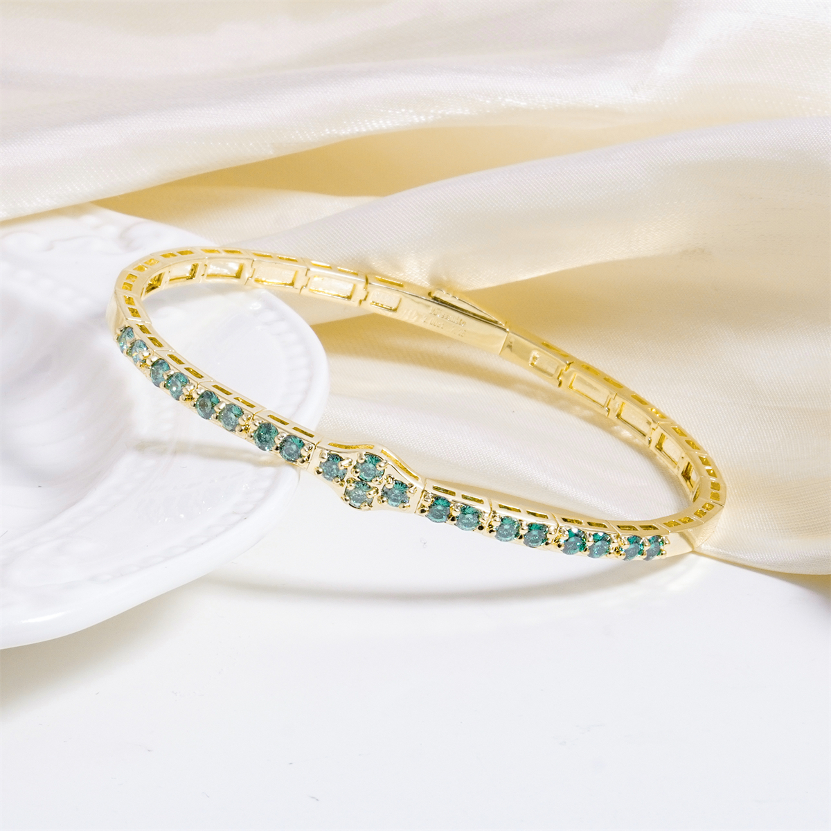 2.8ct The Crest of Love Bangle Verdant Wave Bracelet VVS Synthetic Moissanite Bracelet Bangle Copper