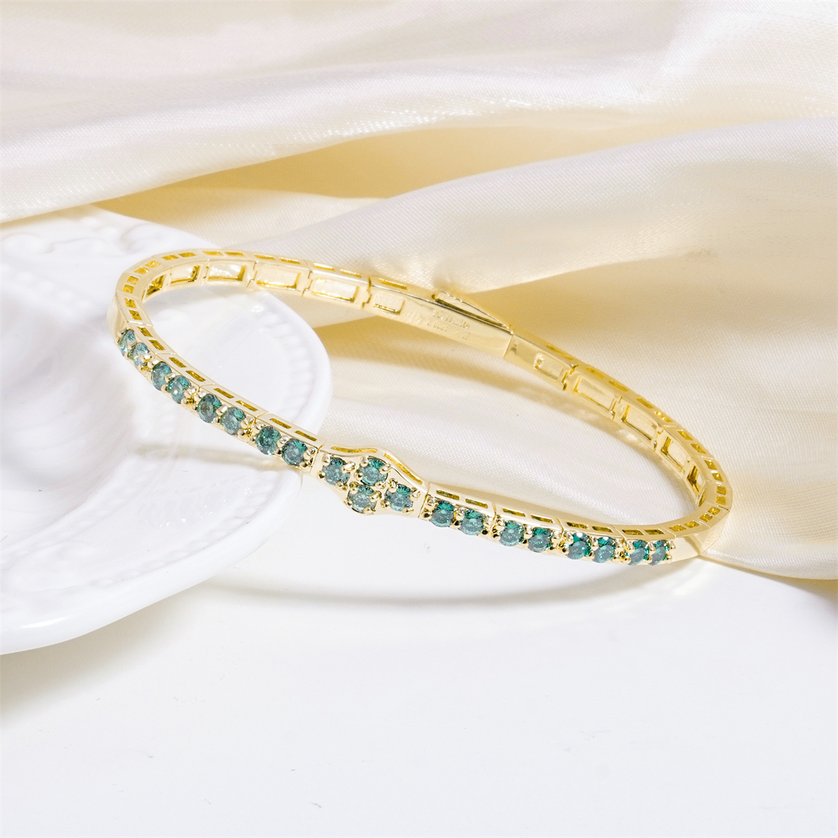 2.8ct The Crest of Love Bangle Verdant Wave Bracelet VVS Synthetic Moissanite Bracelet Bangle Copper