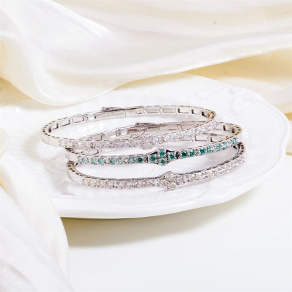 2.8ct The Crest of Love Bangle Verdant Wave Bracelet VVS Synthetic Moissanite Bracelet Bangle Copper