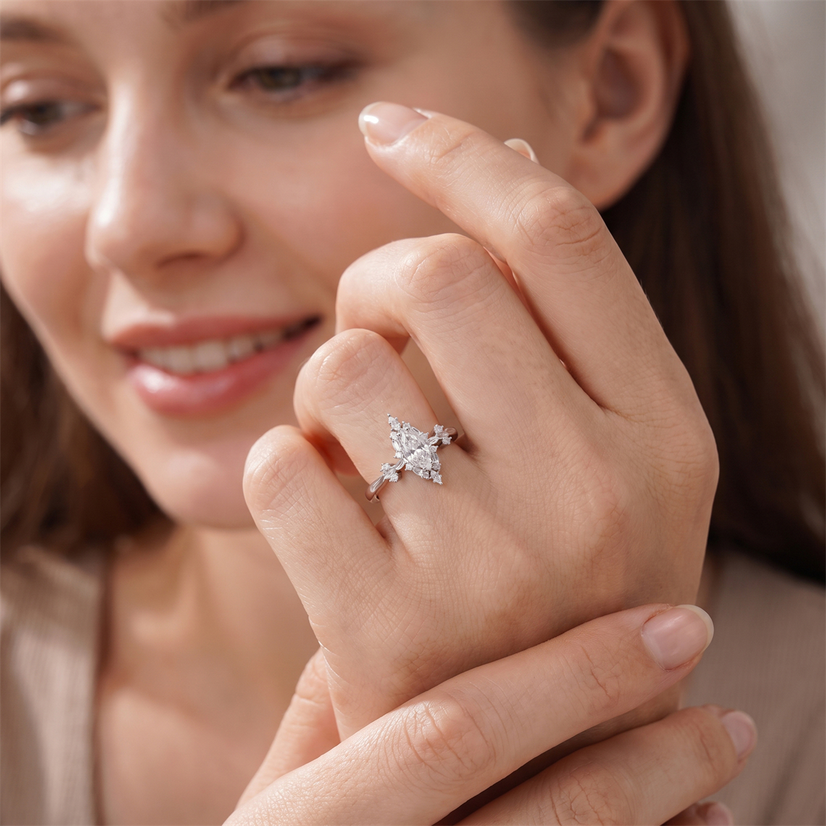 14K Gold-Plated 1.2ct The Duchess Heirloom Ring Vintage Briar Halo Ring Band VVS Synthetic Moissanite Ring Jewelry
