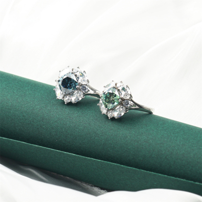 Delzzad 2.5ct Cushion Synthetic Moissanite Cluster Ring In 925 Sterling Silver