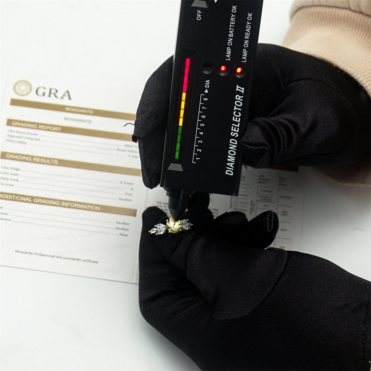 Delzzad 2ct 8 Heart & Arrows Round Synthetic Moissanite Leaf Ring In 925 Sterling Silver