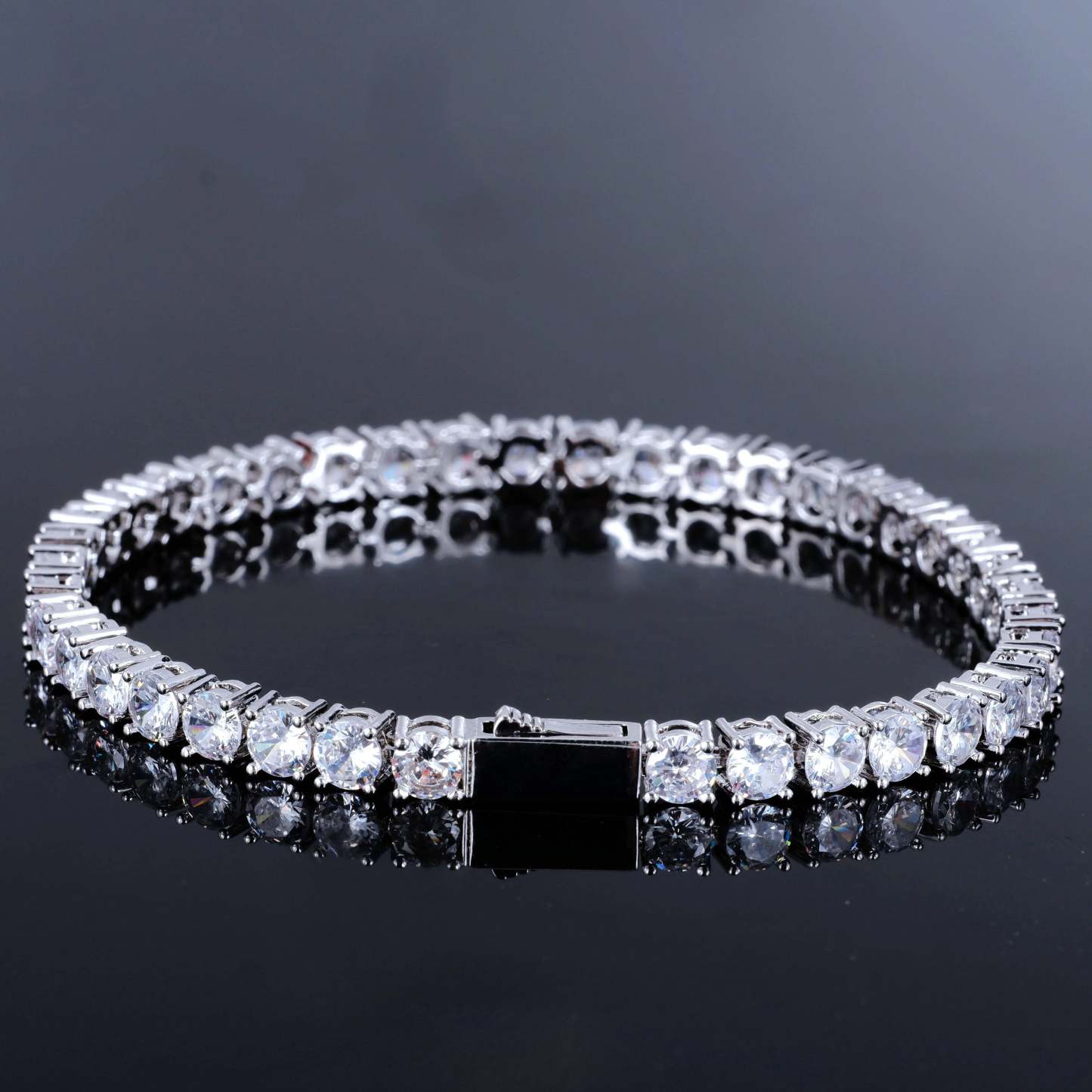 Two-tone 4mm Iced Yellow Gold-Plated CZ Cuban Link Bracelet