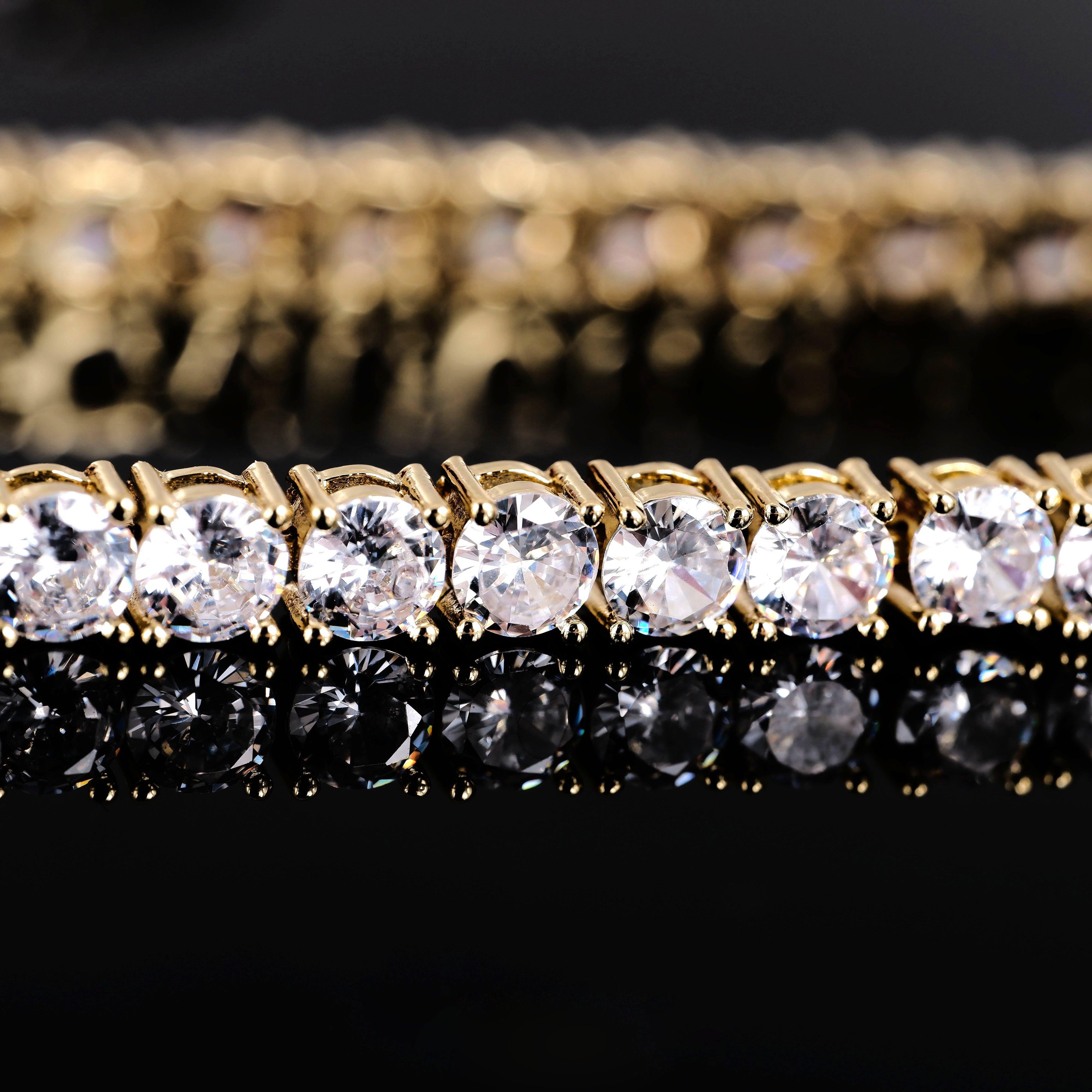 Two-tone 4mm Iced Yellow Gold-Plated CZ Cuban Link Bracelet