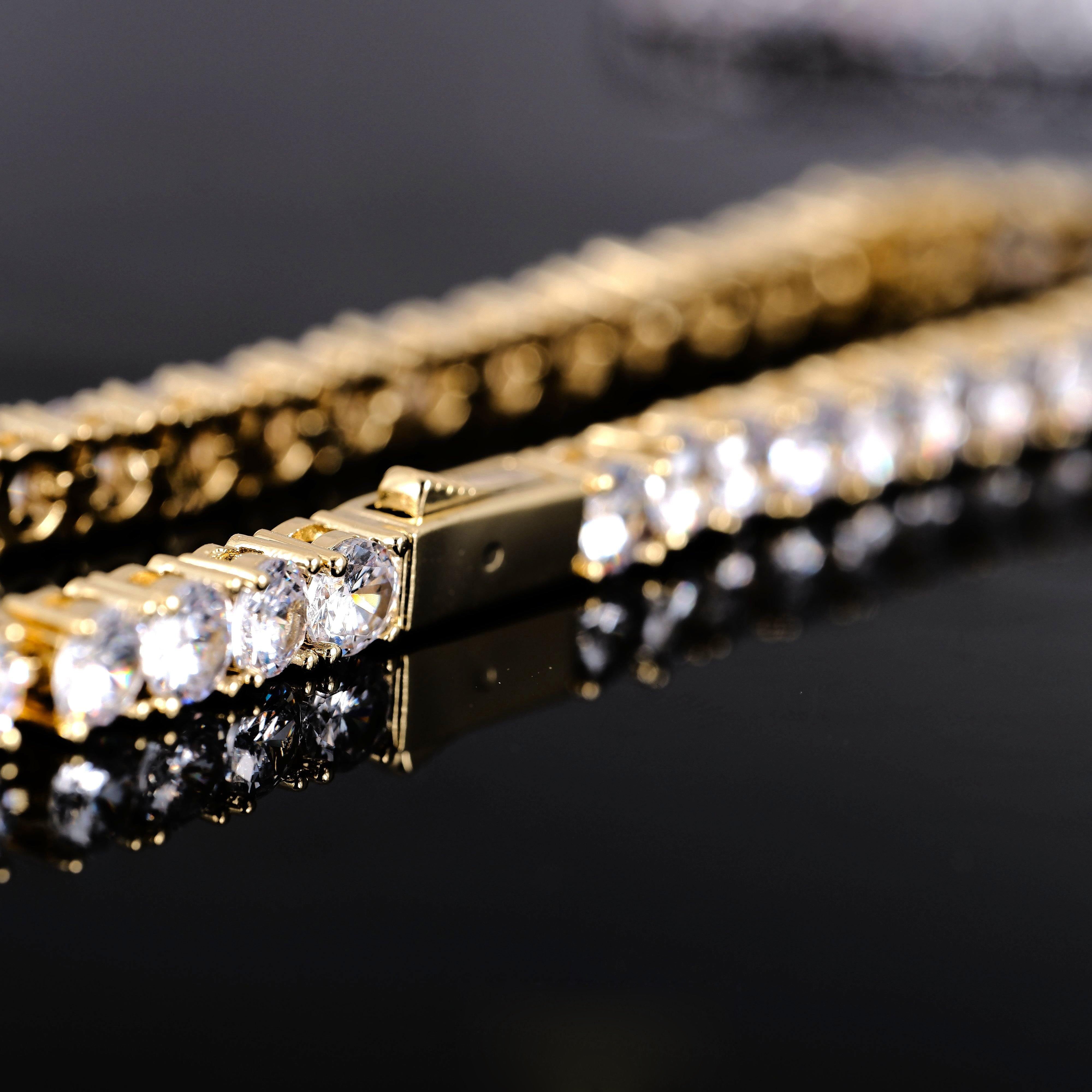 Two-tone 4mm Iced Yellow Gold-Plated CZ Cuban Link Bracelet