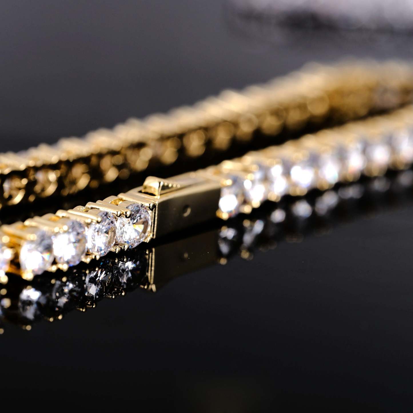 Two-tone 4mm Iced Yellow Gold-Plated CZ Cuban Link Bracelet