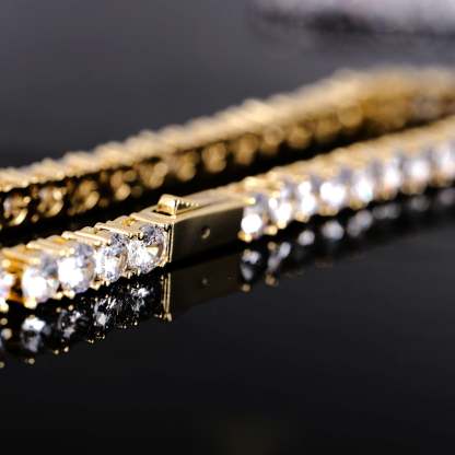 Two-tone 4mm Iced Yellow Gold-Plated CZ Cuban Link Bracelet