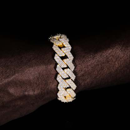 03style 8.5MM S925 VVS Synthetic Moissanite Hip Hop Iced Out Cuban Link Bracelet