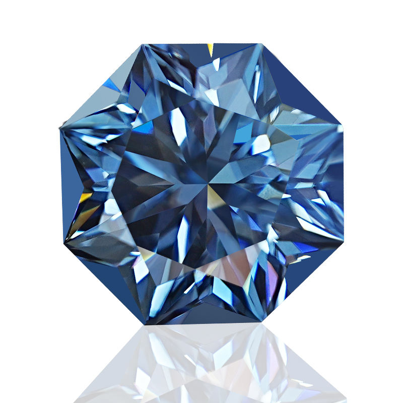 Blue VVS Loose Moissanite Custom Size Octagon Shape 6.0 MM 1 Carat Moissanite Gem Stones