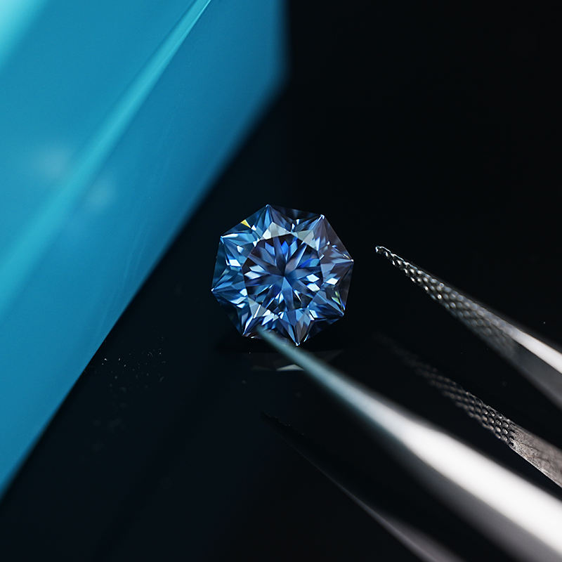 Blue VVS Loose Moissanite Custom Size Octagon Shape 6.0 MM 1 Carat Moissanite Gem Stones