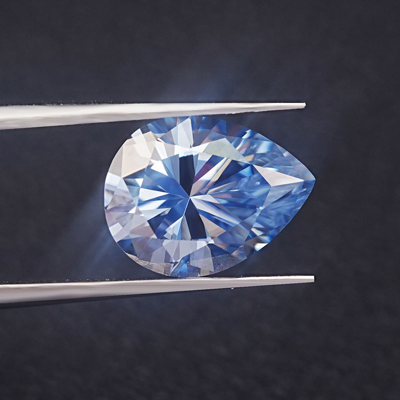 Custom Size Blue Moissanite Gemstone Lab Grown Round and Oval Shape Synthetic Moissanite Loose Pear Shape Stone
