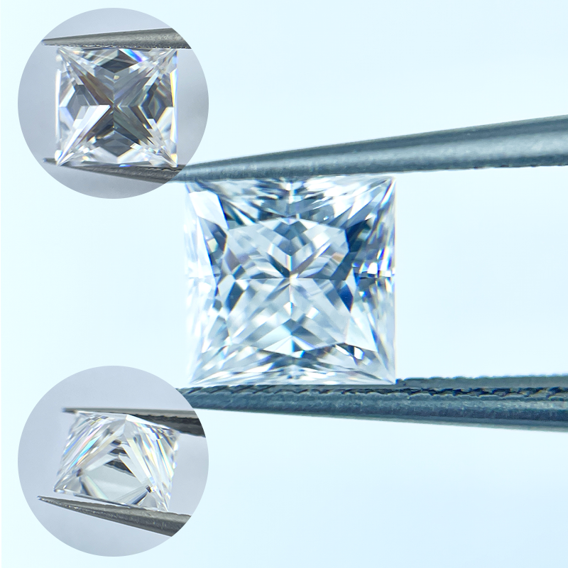 Wholesale Moissanite Diamond 1 Carat 3 Carat Princess Cut Colorless Moissanite