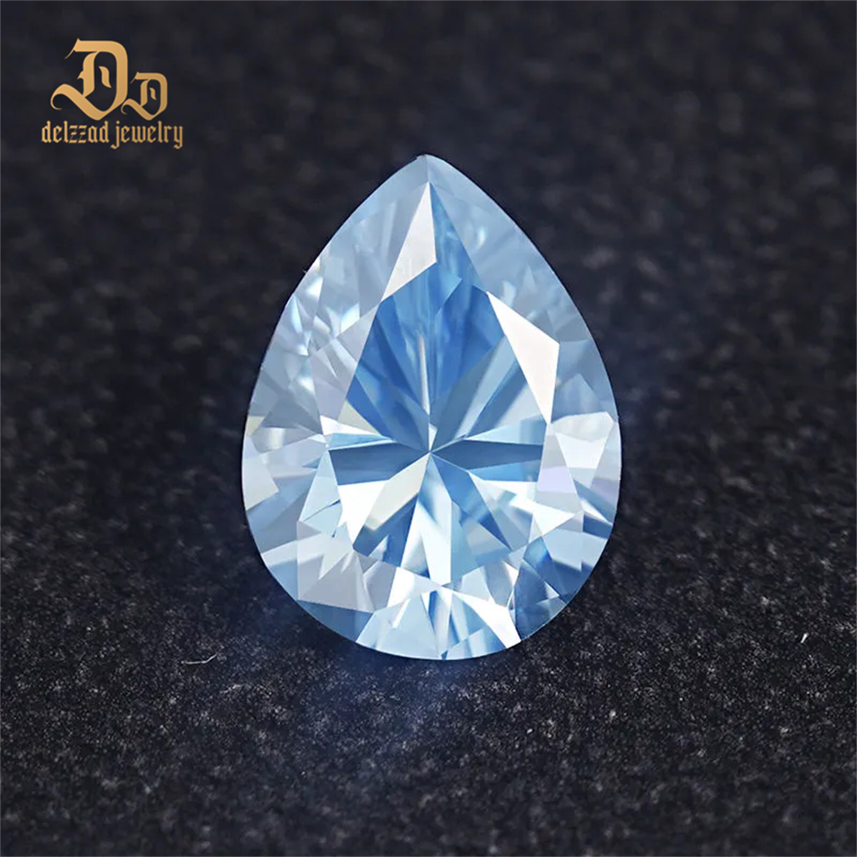 Blue Moissanite Gemstone Lab Grown Round and Oval Shape Synthetic Moissanite Loose Pear Shape Stone