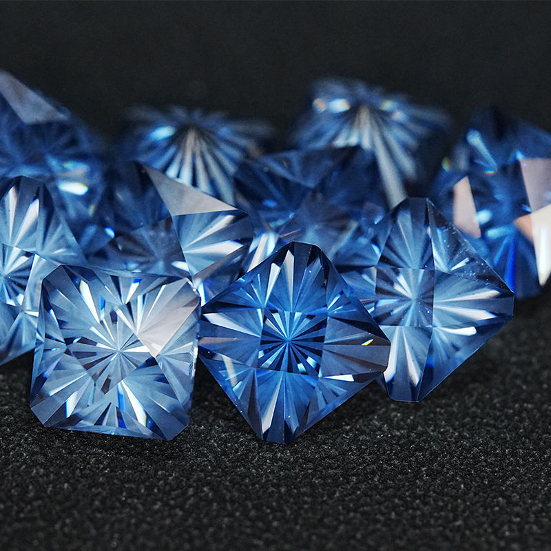 Special Spellbound Cut Square Shape VVS 6mm 1 Carat Vivid Blue Loose Moissanite Stone