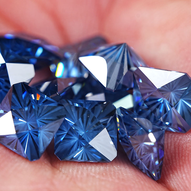 Special Spellbound Cut Square Shape VVS 6mm 1 Carat Vivid Blue Loose Moissanite Stone