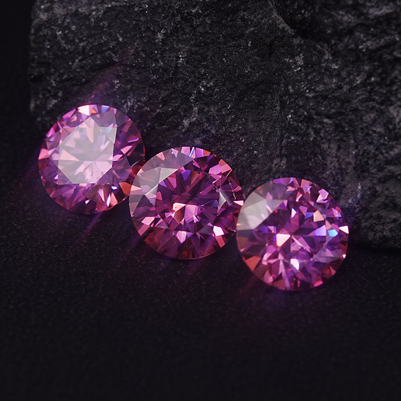 High Quality Pink Moissanite Diamonds Brilliant Cut Loose Stones 3-10mm Wholesale