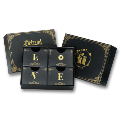 [Surprise Luxury Set] Delzzad Jewelry Gift Box Set 4pcs Gift Boxes Birthday Wedding Engagement Anniversary Christmas Gift for Men Women