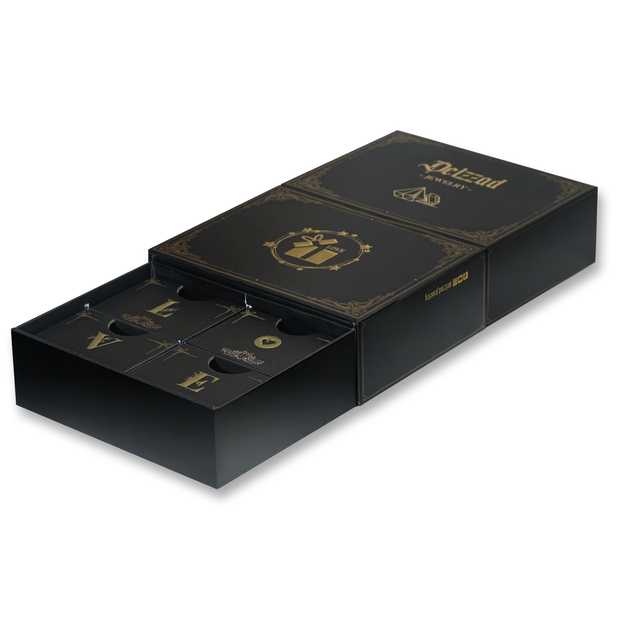 [Surprise Luxury Set] Delzzad Jewelry Gift Box Set 4pcs Gift Boxes Birthday Wedding Engagement Anniversary Christmas Gift for Men Women