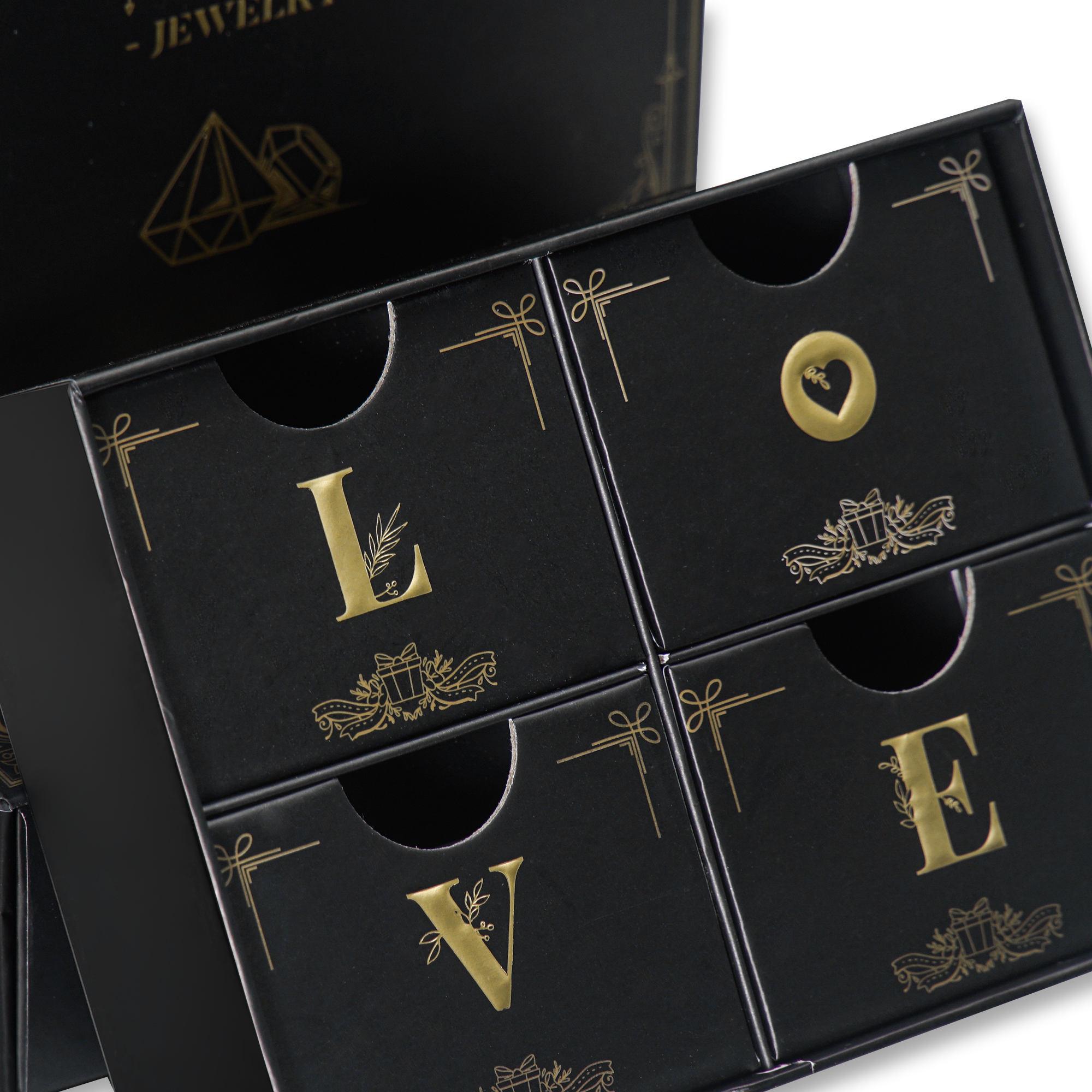 [Surprise Luxury Set] Delzzad Jewelry Gift Box Set 4pcs Gift Boxes Birthday Wedding Engagement Anniversary Christmas Gift for Men Women