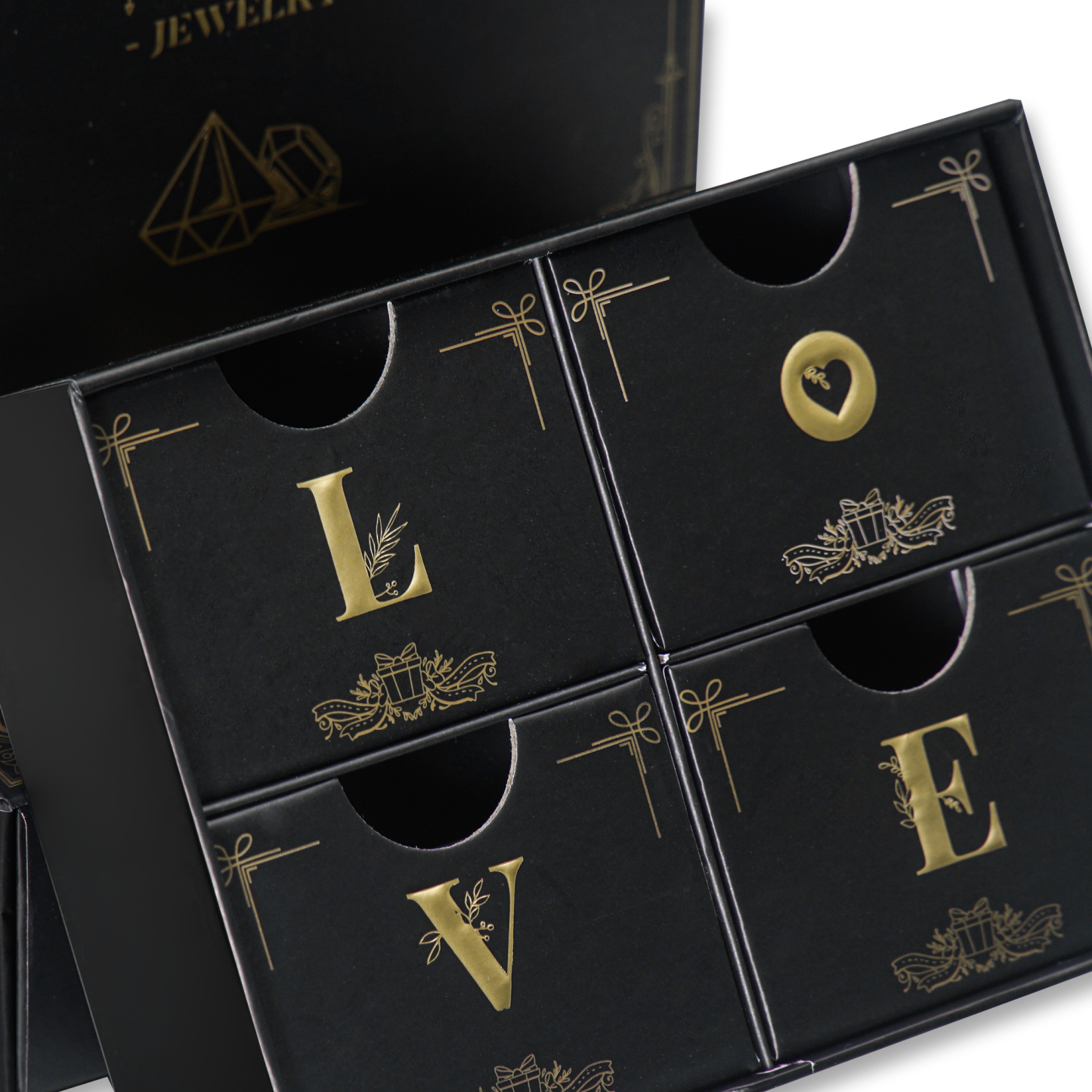 [Surprise Luxury Set] Delzzad Jewelry Gift Box Set 4pcs Gift Boxes Birthday Wedding Engagement Anniversary Christmas Gift for Men Women