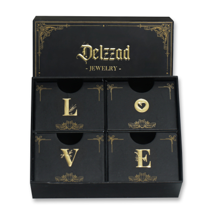 [Surprise Luxury Set] Delzzad Jewelry Gift Box Set 4pcs Gift Boxes Birthday Wedding Engagement Anniversary Christmas Gift for Men Women