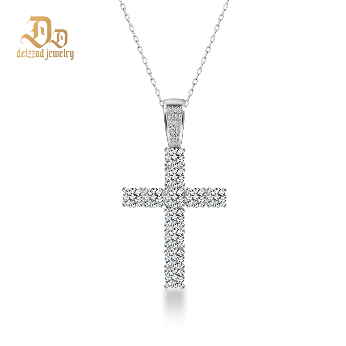 Unisex Classic Cross Pendant Necklace 925S & VVS Moissanite