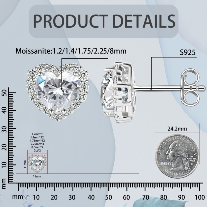 ??Stellar Heart? Set??Delzzad Halo Heart Stud Earrings Endless Love Pendant Necklace Jewelry Set Synthetic Moissanite S925 Necklace Earrings Jewelry Set