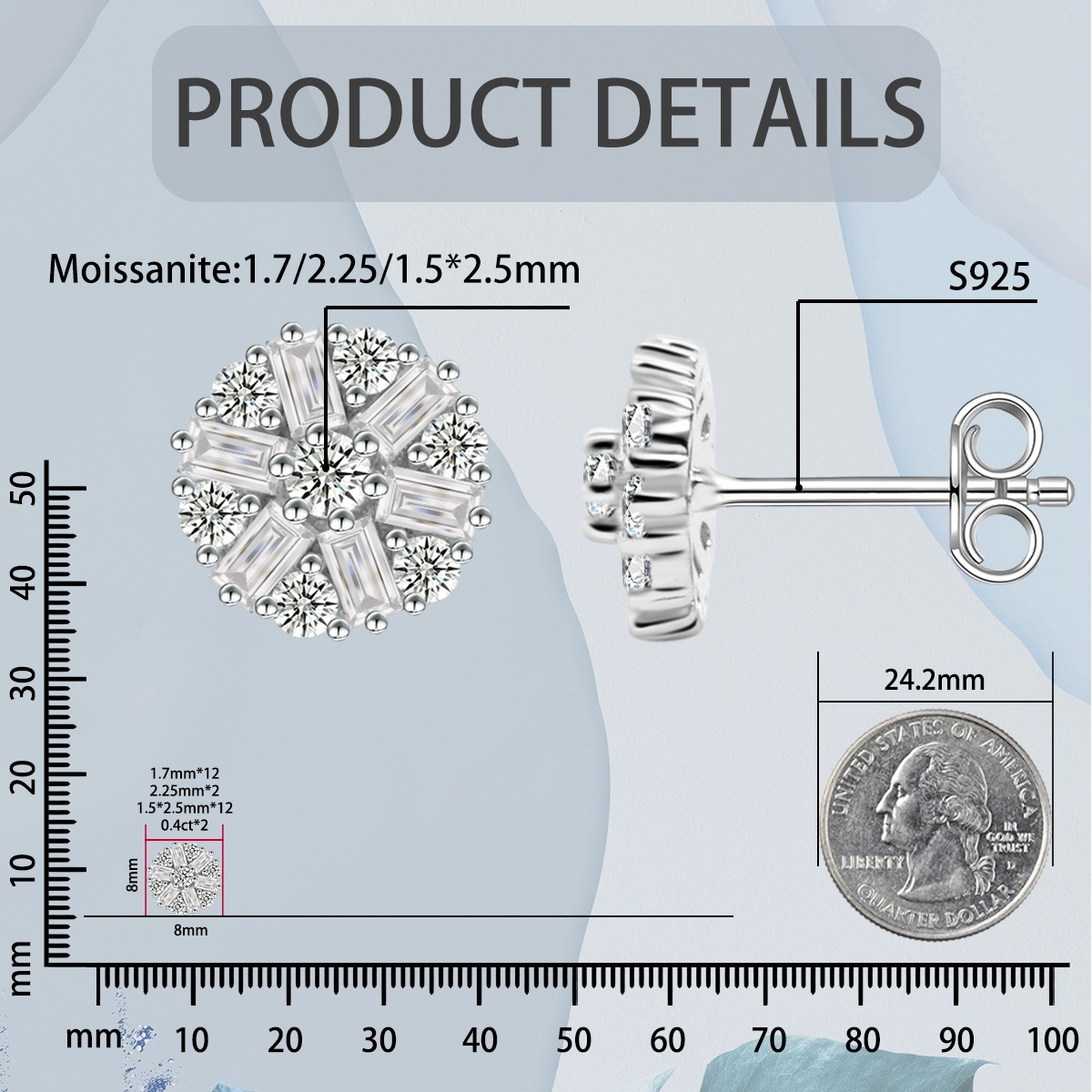 Glittering Ice Bloom Studs Daisy Stud Earrings VVS Synthetic Moissanite Earrings S925 Studs