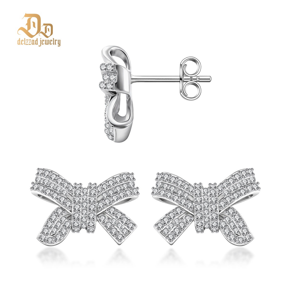 Bow Stud Earrings Bow-knot Earrings Synthetic Moissanite S925 Stud Earrings