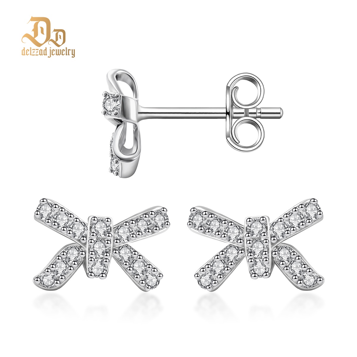 Bow Stud Earrings Bow-knot Earrings Synthetic Moissanite S925 Stud Earrings
